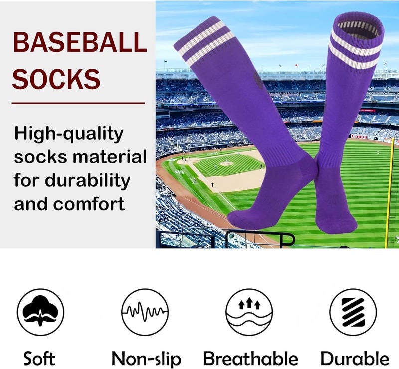 EDCYF Kids Baseball or Softball Socks and Belt Combo Set Softball Knee Socks High Tube Soccer Socks for Youth Boys Girls - Image 2